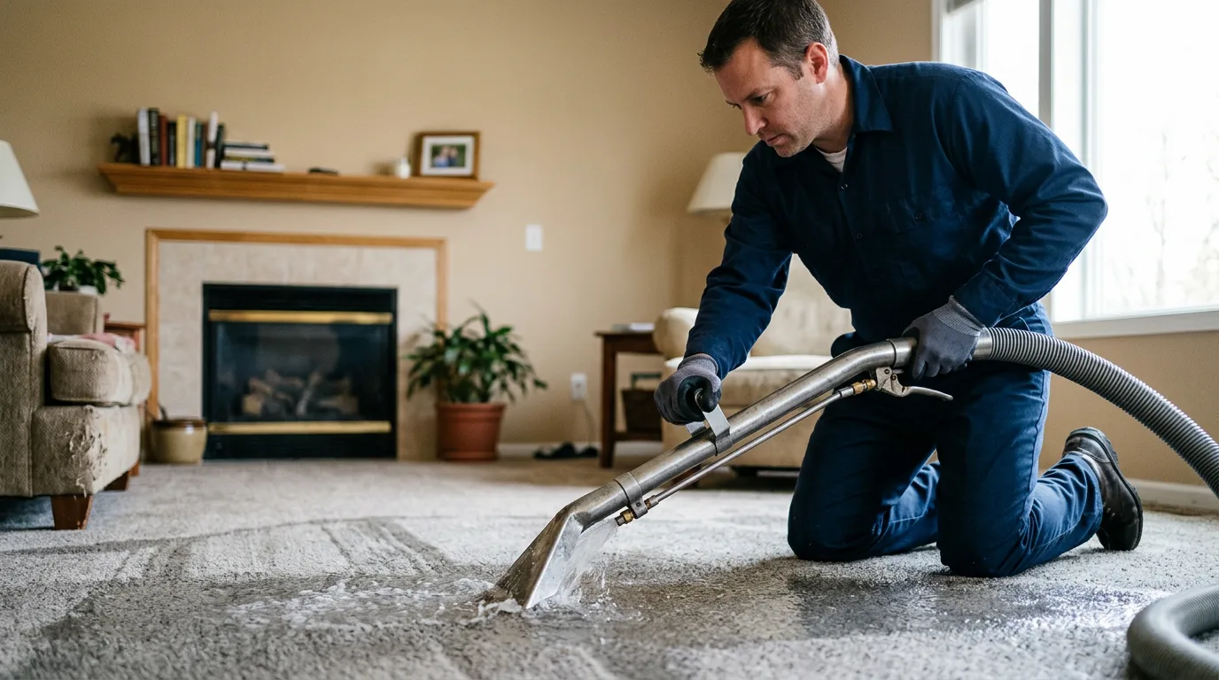 Water damage restoration technician working near Collegeville, MN